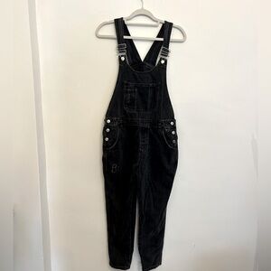 DENIM TOPSHOP BLACK DISTRESSED OVERALLS, SIZE US 8